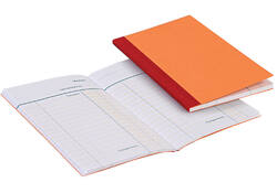Kasboek 135x83mm 72blz 1 kolom oranje