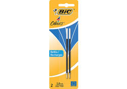 Balpenvulling Bic voor baliepen medium blauw blister à 2 stuks