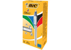 Balpen Bic 4kleuren shine medium zilver