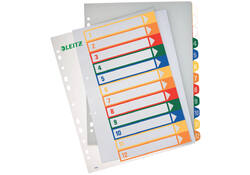 Tabblad Leitz WOW A4+ 11-gaats 1-12 PP assorti
