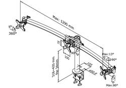 Monitorarm Neomounts D700D 3x10-27" met klem zwart