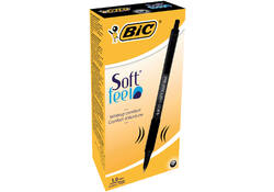 Balpen Bic soft feel grip clic medium zwart