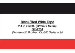 Etiket Brother DK-22251 62mm 15-meter zwart/rood