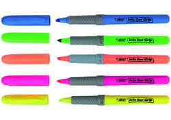 Markeerstift Bic brite liner grip geel