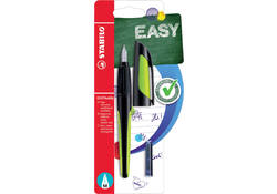 Vulpen STABILO Easybuddy rechtshandig medium zwart/lime blister à 1 stuk