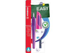 Vulpen STABILO Easybuddy rechtshandig medium paars/magenta blister à 1 stuk