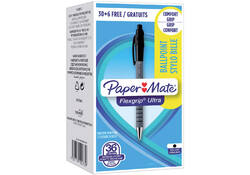 Balpen Paper Mate Flexgrip Ultra medium zwart valuepack 30+6 gratis