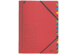 Sorteermap Leitz 12 tabbladen karton rood