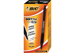 Balpen Bic soft feel grip clic medium zwart