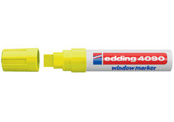 Krijtstift edding 4090 window schuin 4-15mm neon geel blister à 1 stuk