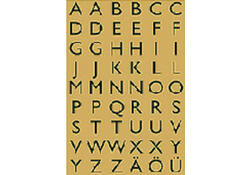 Etiket HERMA 4145 13x12mm letters A-Z zwart op goud