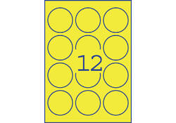 Etiket Avery L7670-25 63.5mm rond neon geel 300stuks