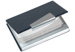 Visitekaarthouder Sigel VZ131 voor 20 kaarten 90x58mm aluminium met leer zwart