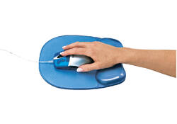 Muismat met polssteun Fellowes Crystals gel transparant blauw